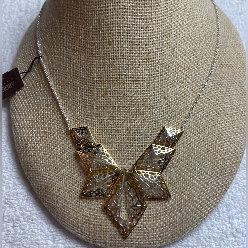NWT Argento Vivo Sterling Silver 18K Gold Plated Prism Geometric Necklace